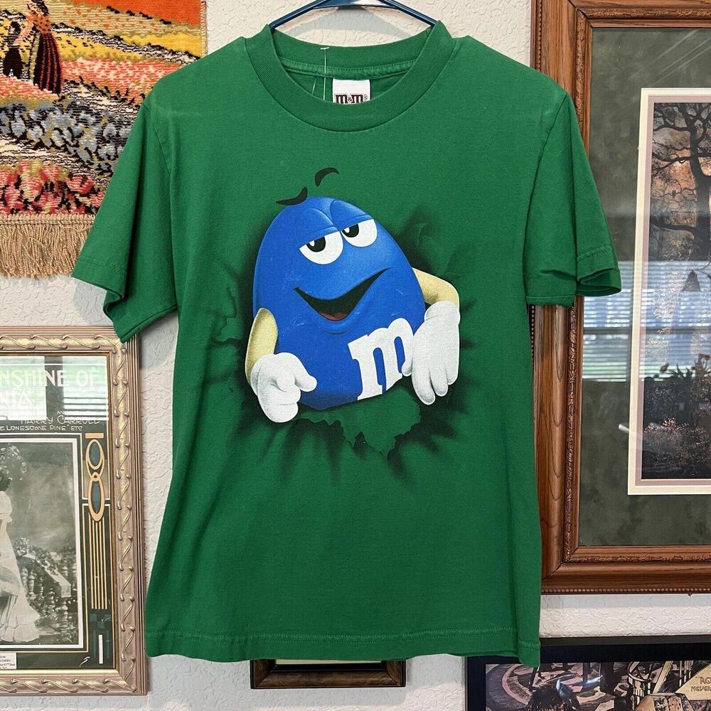Vintage 90’s Blue M&M Chocolate Candy Shirt Size Small - Picture 1 of 5
